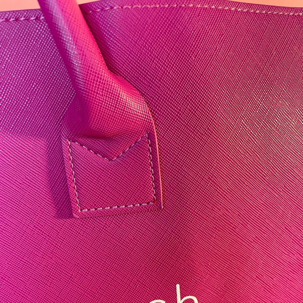 NEW TRENDY MAGENTA I SPEAK FLUENT DESIGNERS MODERN VEGAN TOTE BAG - Picture 5 of 8